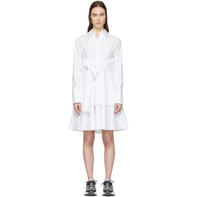 Stella Mccartney Tiered-skirt Long-sleeve Cotton Shirtdress In White