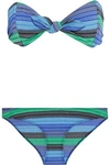 LISA MARIE FERNANDEZ LISA MARIE FERNANDEZ WOMAN POPPY KNOTTED STRIPED STRETCH-COTTON BANDEAU BIKINI NAVY,3074457345619629451