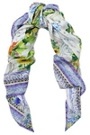 CAMILLA WOMAN EMBELLISHED PRINTED SILK-TWILL SCARF OFF-WHITE,GB 7668287966529821