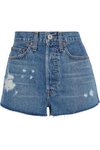 RE/DONE BY LEVI'S RE/DONE BY LEVI'S WOMAN DISTRESSED DENIM SHORTS MID DENIM,3074457345619614791
