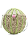 SOPHIE ANDERSON WOMAN LEATHER-TRIMMED WOVEN STRAW SHOULDER BAG LIME GREEN,GB 5016545970100092
