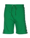Bikkembergs Man Shorts & Bermuda Shorts Green Size M Cotton, Elastane In Green