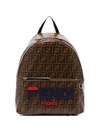 FENDI brown, blue and red fendi mania logo backpack