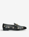 Gucci Jordaan Embroidered Leather Loafers In Blk/other