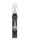 Prada Saffiano Leather Keychain In Black