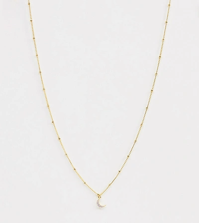 Astrid & Miyu 18k Gold Plated Moon Pendant Necklace On Satellite Chain