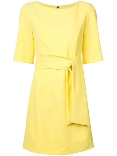 Alice And Olivia Virgil Boat-neck Dress With Wrap Belt In Yellow