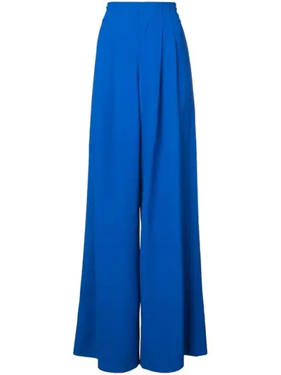 Alice And Olivia Pleated Palazzo Trousers In Blue