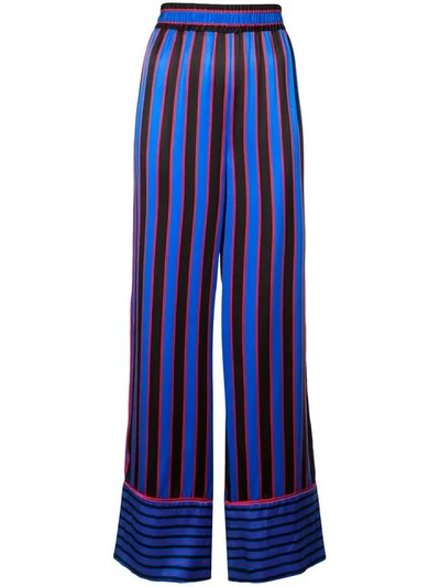 Alice And Olivia Alice+olivia Striped Silk Nightwear Trousers - 蓝色 In Tricolor