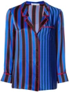 Alice And Olivia Keir Piped Silk Pajama Shirt In Tricolor