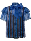 ALICE AND OLIVIA STRIPED RUFFLE BLOUSE