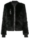 Barbara Bui Fox Fur Bomber Jacket In Black