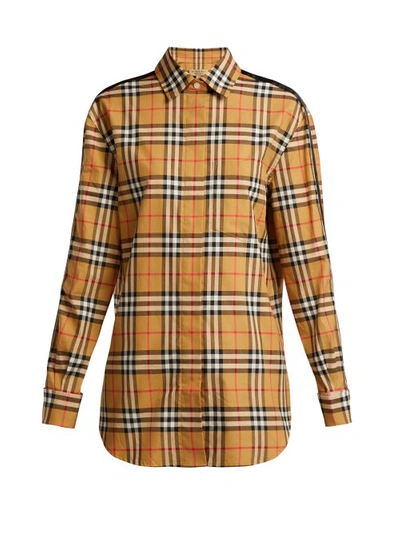 Burberry Vintage Check Cotton Shirt In Beige,black,red