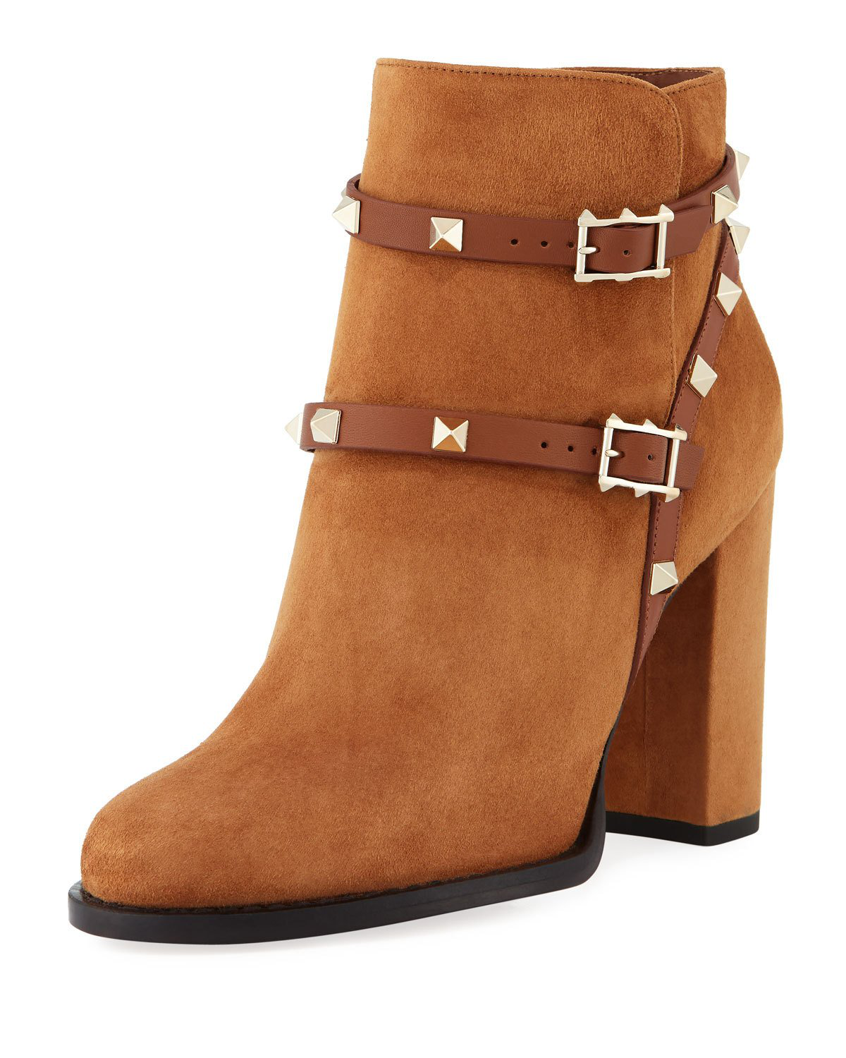 valentino rockstud block heel bootie