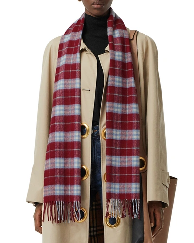 Burberry Classic Vintage Check Cashmere Scarf In Red/blue