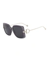 Ferragamo Gancio Rectangle Plastic & Metal Sunglasses In Gray