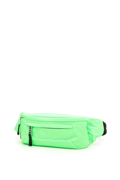 Prada Logo Patch Nylon Belt Bag In Green