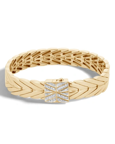 John Hardy Modern Chain Bracelet In 18k Gold With Diamond Clasp