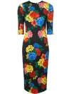 ALICE AND OLIVIA ALICE+OLIVIA FLORAL PRINT FITTED DRESS - 黑色