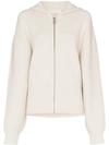 CHLOÉ CHLOÉ RIBBED KNITTED HOODIE - NEUTRALS