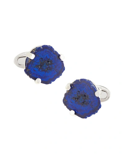 JAN LESLIE SILVER AZURITE CUFF LINKS,PROD217140630