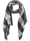 BURBERRY BURBERRY LIGHTWEIGHT CHECKED SCARF - GREY