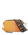 Marc Jacobs Fluorescent Snapshot Logo-strap Saffiano-leather Camera Bag In Bright Orange/gold