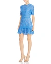 Saylor Darian Open Back Lace Ruffle Minidress In Blue