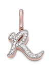 Monica Vinader Diamond Initial Pendant Charm In Rose Gold/ Diamond