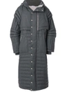 THOM BROWNE THOM BROWNE ARTICULATED CHALK-STRIPED DOWN FILL PARKA - GREY