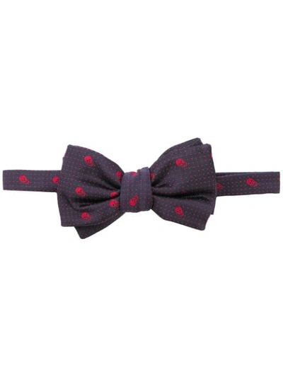 Alexander Mcqueen Skull Embroidered Bow-tie - 蓝色 In Blue
