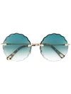 CHLOÉ CHLOÉ EYEWEAR OVERSIZED SUNGLASSES - 金色