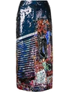 N°21 Nº21 COWBOY SEQUIN PENCIL SKIRT - 黑色