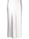 VINCE VINCE STRAIGHT FIT MIDI SKIRT - SILVER