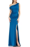 CARMEN MARC VALVO INFUSION ONE-SHOULDER CREPE GOWN,661894