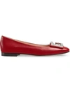 GUCCI LEATHER BALLET FLAT WITH CRYSTAL G DETAIL