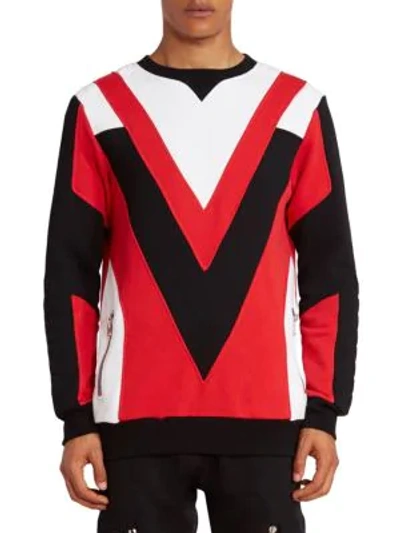 Balmain Quilted Sweatshirt In Red Multi