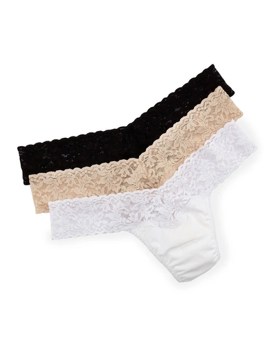 HANKY PANKY THREE-PACK LOW-RISE ORGANIC COTTON THONGS,PROD143920190