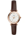 FOSSIL WOMEN'S MINI CARLIE BROWN LEATHER STRAP WATCH 28MM