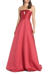 ML MONIQUE LHUILLIER STRAPLESS SATIN BALLGOWN,445221