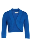 Eliza J Open-front Cropped Cardigan In Cobalt