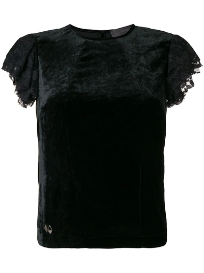 Philipp Plein Lace Sleeve Top - 黑色 In Black