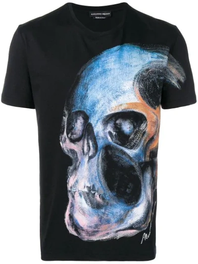 Alexander Mcqueen Painted Skull T-shirt In Black