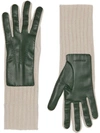 BURBERRY BURBERRY CASHMERE AND LAMBSKIN GLOVES - GREEN