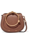 CHLOÉ NILE BRACELET SMALL TEXTURED-LEATHER AND SUEDE SHOULDER BAG
