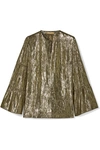 MICHAEL KORS METALLIC SILK-BLEND LAMÉ BLOUSE