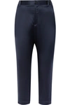 Nili Lotan Paris Cropped Silk-charmeuse Skinny Pants In Midnight Blue