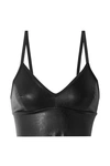 Commando Faux Stretch-leather Soft-cup Bralette In Black