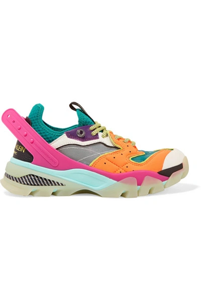 Calvin Klein 205w39nyc Carla Logo-print Leather, Rubber, Mesh And Neoprene Trainers In Multicolor