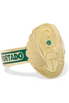 FOUNDRAE PROTECTION 18-KARAT GOLD, EMERALD AND ENAMEL RING